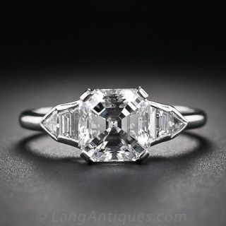 2.02 Asscher-Cut Diamond Art Deco Ring