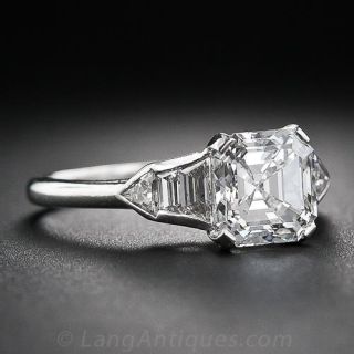 2.02 Asscher-Cut Diamond Art Deco Ring