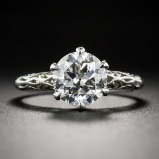 2.02 Carat European Cut Diamond Platinum Solitaire - GIA E VS2