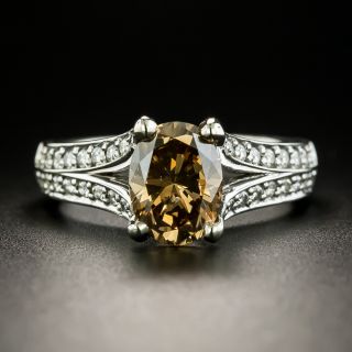 2.02 Carat Natural Fancy Dark Yellowish Brown Oval Diamond Ring - GIA  - 1