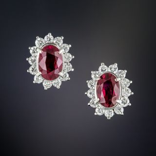 2.02 Carats Natural No-Heat Ruby and Diamond Platinum Earrings