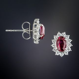 2.02 Carats Natural No-Heat Ruby and Diamond Platinum Earrings