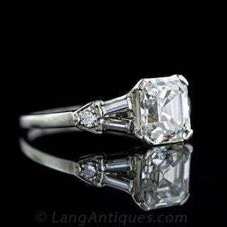 2.03 Carat Asscher Cut Diamond Deco Engagement Ring