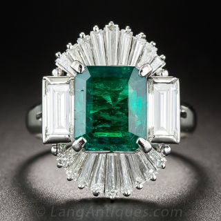 2.03 Carat Emerald, Platinum and Diamond Ring
