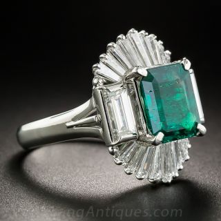 2.03 Carat Emerald, Platinum and Diamond Ring