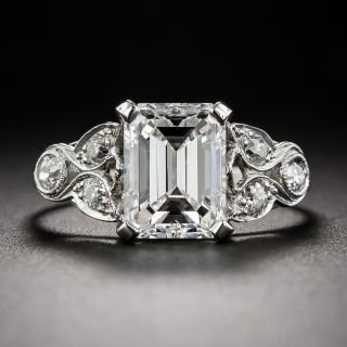 2.03 Carat Emerald Cut Diamond Art Deco Ring GIA G/VS1 - 1