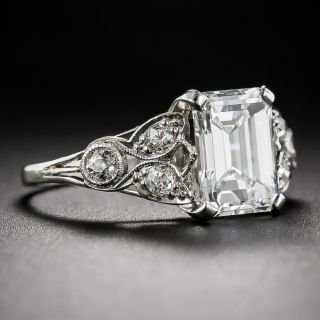 2.03 Carat G/VS1 GIA Emerald-Cut Diamond Art Deco Ring