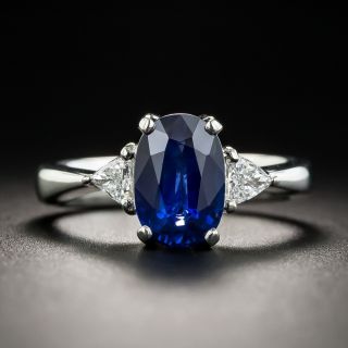 2.03 Carat Oval Sapphire Platinum Diamond Ring - 1