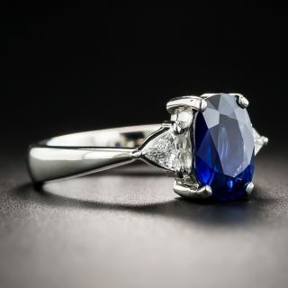 2.03 Carat Oval Sapphire Platinum Diamond Ring