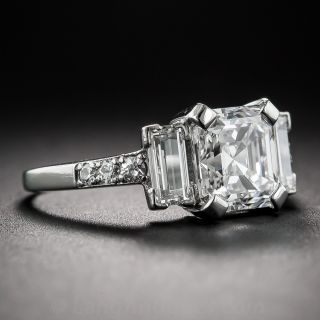 2.06 Carat Asscher-Cut Diamond Art Deco Ring, GIA: G - Internally Flawless