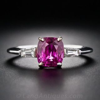2.07 Carat Pink Sapphire and Diamond Estate Ring