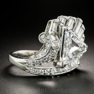 2.07 Carat Triangle Diamond Art Deco Platinum Ring - GIA D SI1
