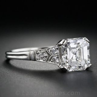 2.09 Carat Asscher Cut Diamond Solitaire Ring