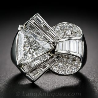 2.09 Carat Center Deco/Retro Diamond and Platinum Cocktail Ring - GIA - 1