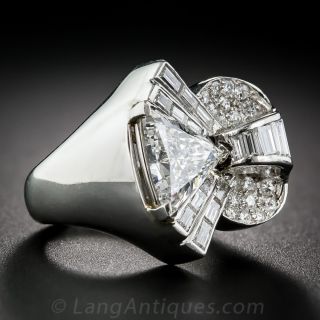 2.09 Carat Center Deco/Retro Diamond and Platinum Cocktail Ring - GIA