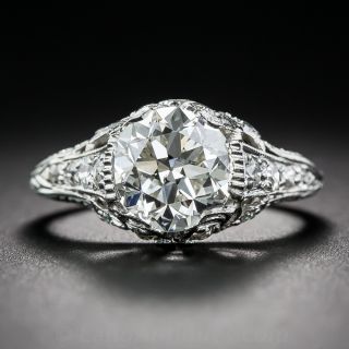 2.09 Carat Diamond Platinum Edwardian Ring GIA J/SI1 - 2