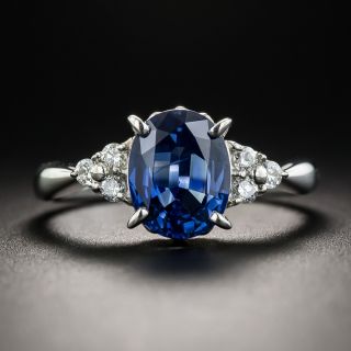 2.09 Carat Natural No-Heat Sapphire Diamond Platinum Ring