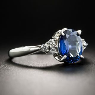 2.09 Carat Natural No-Heat Sapphire Diamond Platinum Ring