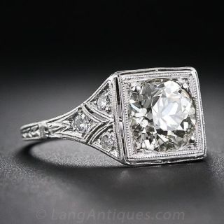 2.10 Carat Diamond Art Deco Engagement Ring