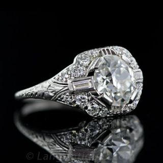 2.11 Carat Diamond Art Deco Engagement Ring