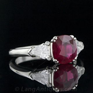 2.12 Carat Burmese Ruby and Diamond Ring