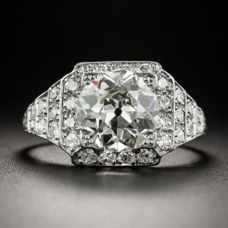 2.14 Carat Art Deco Platinum and Diamond Engagement Ring - GIA
