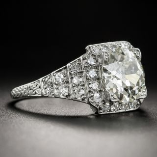 2.14 Carat Art Deco Platinum and Diamond Engagement Ring - GIA