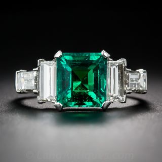 2.14 Carat Gem Colombian Emerald and Diamond Ring