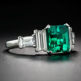 2.14 Carat Gem Colombian Emerald and Diamond Ring