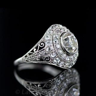 2.15 Carat Center Stone Platinum Diamond Edwardian Dome Ring