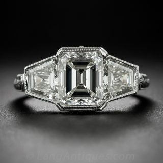 2.15 Carat Emerald-Cut plus 1.50 Carat Diamond and Platinum Ring