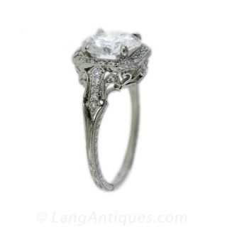 2.17 Carat 'D' Color Diamond Edwardian Style Engagement Ring