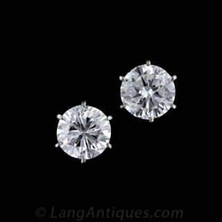 2.18 Carat Total Weight Vintage Diamond Stud Earrings