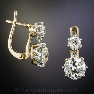 2.20 Carat Antique Diamond Dangling Earrings