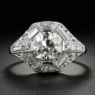 2.20 Carat Art Deco Platinum Diamond Ring