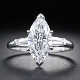 2.20 Carat 'D Internally Flawless' Marquise Diamond Ring