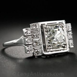 2.20 Carat Mine-Cut Late Deco/Early Retro Ring