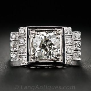 2.20 Carat Mine-Cut Late Deco/Early Retro Ring