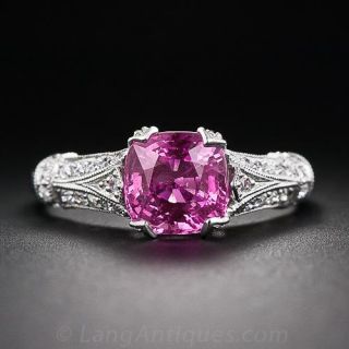 2.20 Carat Pink Sapphire Platinum and Diamond Ring