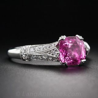 2.20 Carat Pink Sapphire Platinum and Diamond Ring