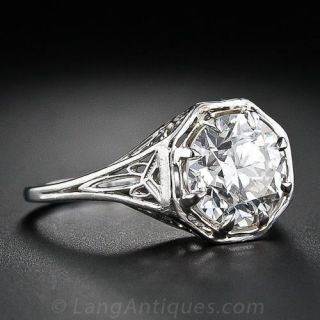 2.21 Carat Art Deco Filigree Diamond Engagement Ring