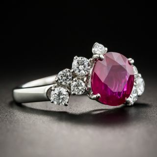 2.21 Carat Burma Ruby and Diamond Platinum Ring - GIA