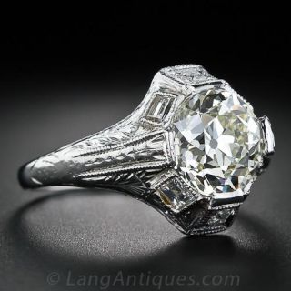 2.21 Carat European-Cut Diamond Vintage Style Engagement Ring