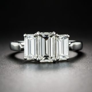 2.22 Carat Three-Stone Emerald-Cut Diamond Ring