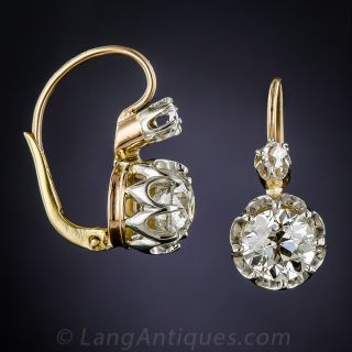 2.25 Carat Antique Diamond Earrings