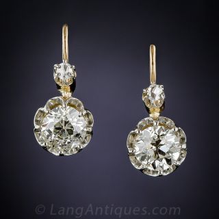 2.25 Carat Antique Diamond Earrings