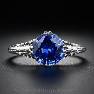 2.27 Carat Antique Sapphire Soliatire Ring
