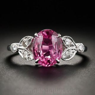 2.27 Carat Pink Sapphire Platinum and Diamond Ring