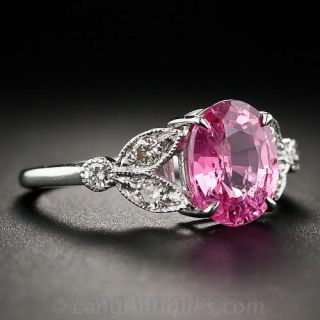 2.27 Carat Pink Sapphire Platinum and Diamond Ring