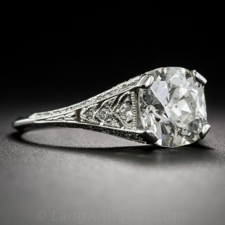 2.29 Carat Antique Cushion-Cut Diamond Ring - GIA